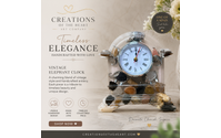 Elephant Vintage Clock by Creations of the Heart Art