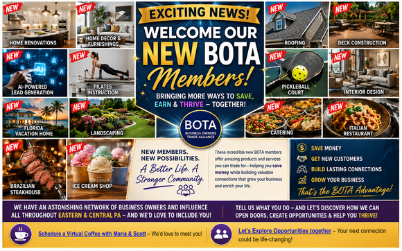 New Members. New Possibilities. New Ways to Save, Grow & Thrive. by Business Owners Trade Alliance / Ambassador Alignable Alliance of Lehigh Valley/Monroe/Berks