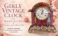 Girly Vintage Clock  by Creations of the Heart Art