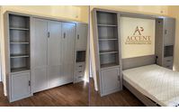 Shaker Queen Wall Bed in Soft Gray on Oak with Matching Shaker Piers by Accent Woodworking Inc.