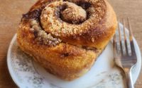 Peach cinnamon rolls  by Aunt Bea's Cupcakes