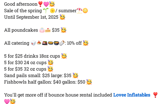 Catering summer sale by Lovee's Midnight Fantasy Catering