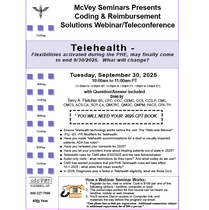 Telehealth - Live Webinar - Sept 30, 2025 by McVey Medical Coding Seminars