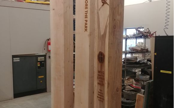 Large and deep format laser burning / engraving by Boulder Works, Inc
