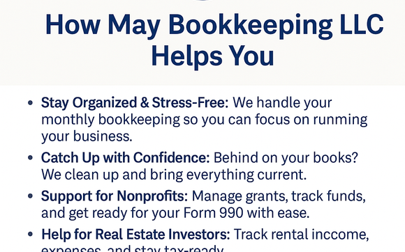 How May Bookkeeping Helps You by May Bookkeeping LLC