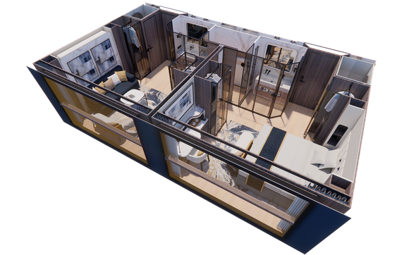 Suites, We can turn any stateroom into a two room suite, or even turn the entire ship into 30 Two Room suites.  by Transcend Cruises