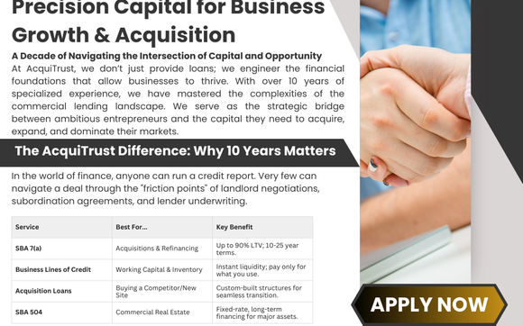 Financing Options for All Types of Businesses by AcquiTrust Advisors 