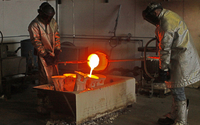 We cast and finish silicon bronze. by Lands End Sculpture Center