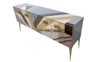 Modern One-of-a-Kind Italian Pop Design Pastel Colored Glass Sideboard / Cabinet by Cosulich Interiors & Antiques