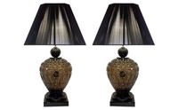 Vivarini 1970s Italian One-of-a-Kind Pair of Black and Smoked Murano Glass Lamps by Cosulich Interiors & Antiques