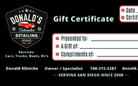 Gift Certificate by Donald's Automotive Detailing Specialists