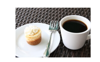 Fair trade-organic coffee and mini cheesecake by Jennifer Pennifer Bakes