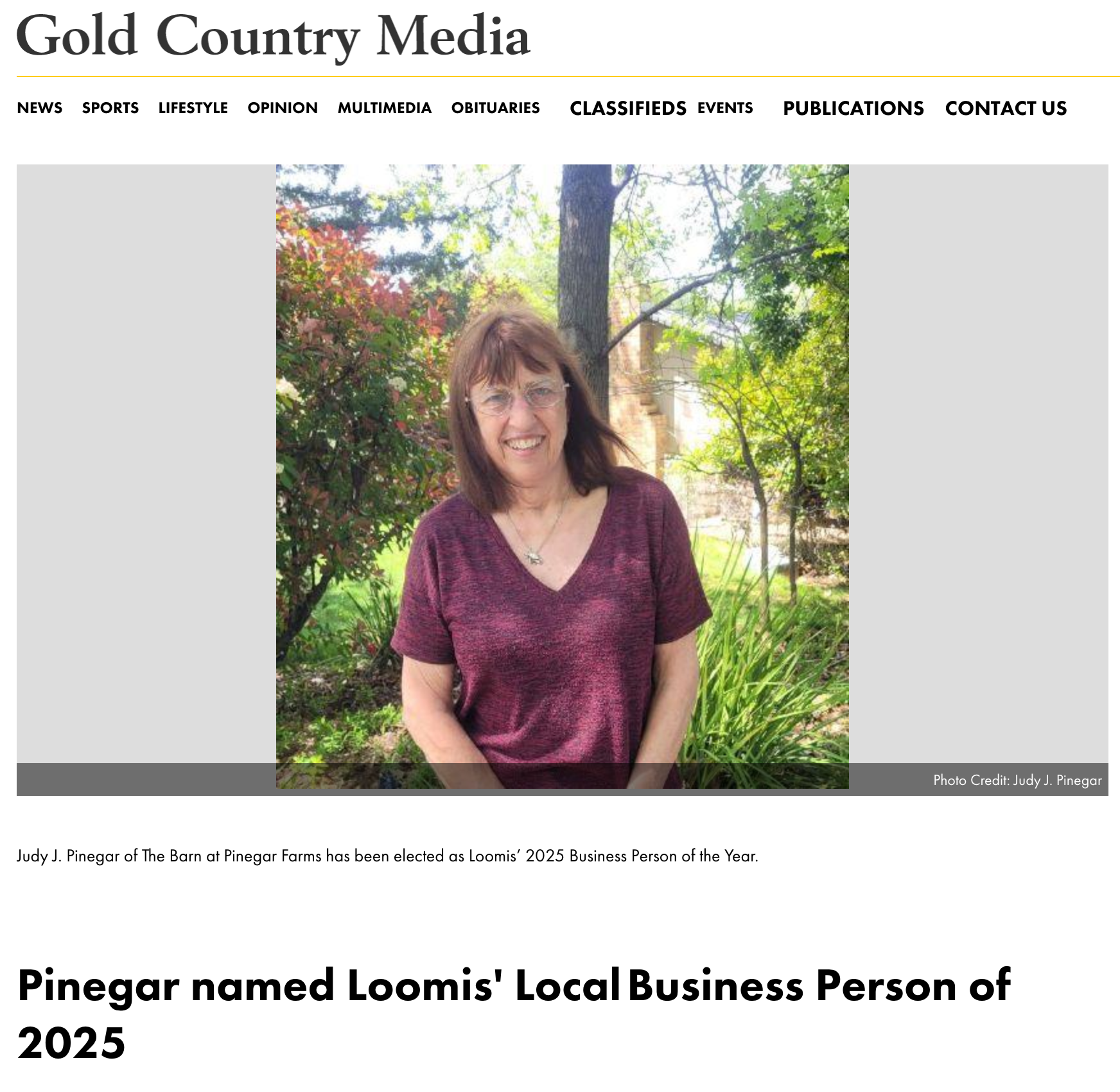 Loomis' Alignable Local Business Person of the year is Judy Pinegar