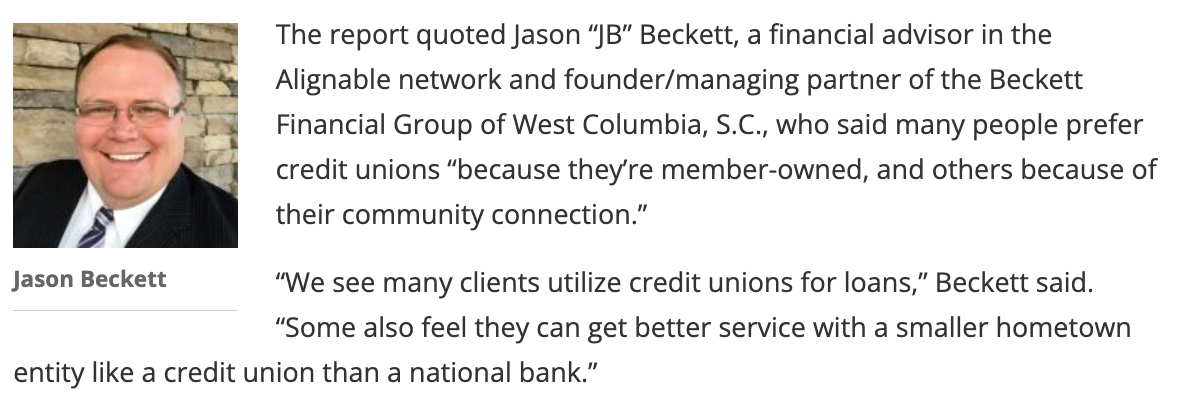 JB Beckett in Credit Union Times