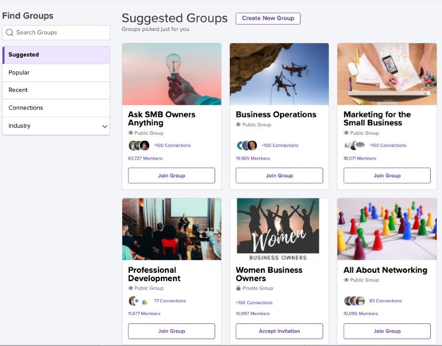 groups discovery page