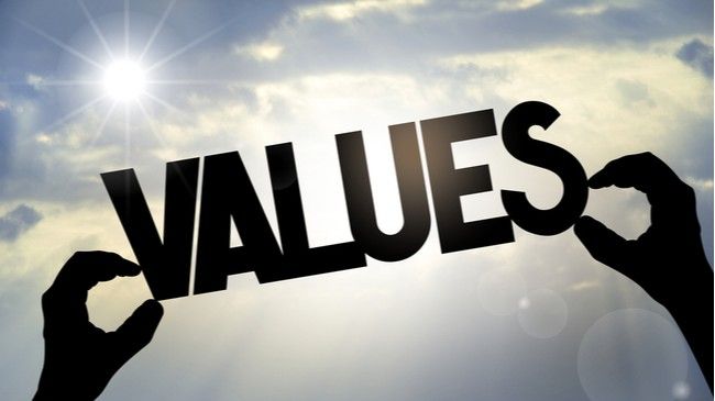 values held by hands over sky