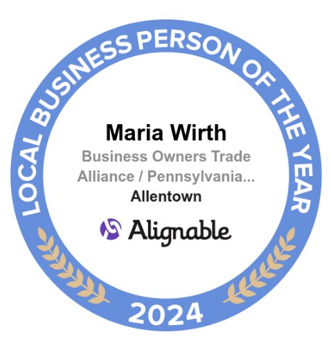 Maria Wirth's Local Business Person Of The Year Badge for 2024 In Allentown, PA