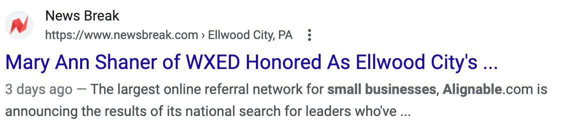 Mary Ann Shaney wins Alignable 2023 Award