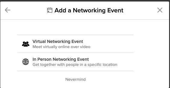add a networking event modal on alignable