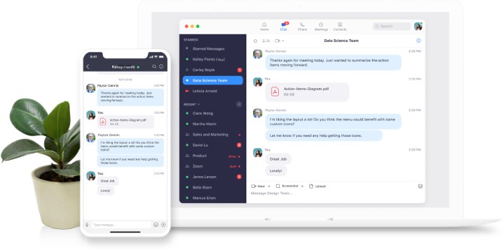 white phone and laptop showing chat during virtual networking events