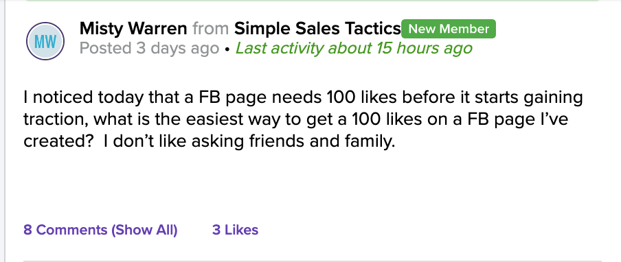 social media support group sample question