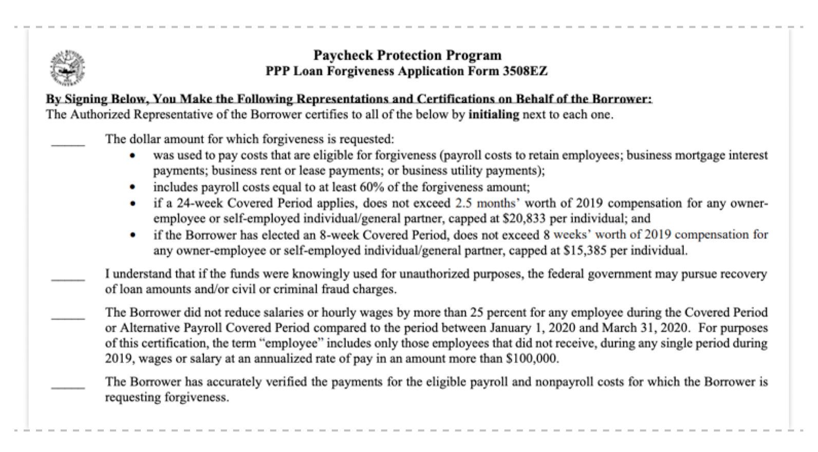 ppp loan forgiveness application form 3508ez authorize part 1