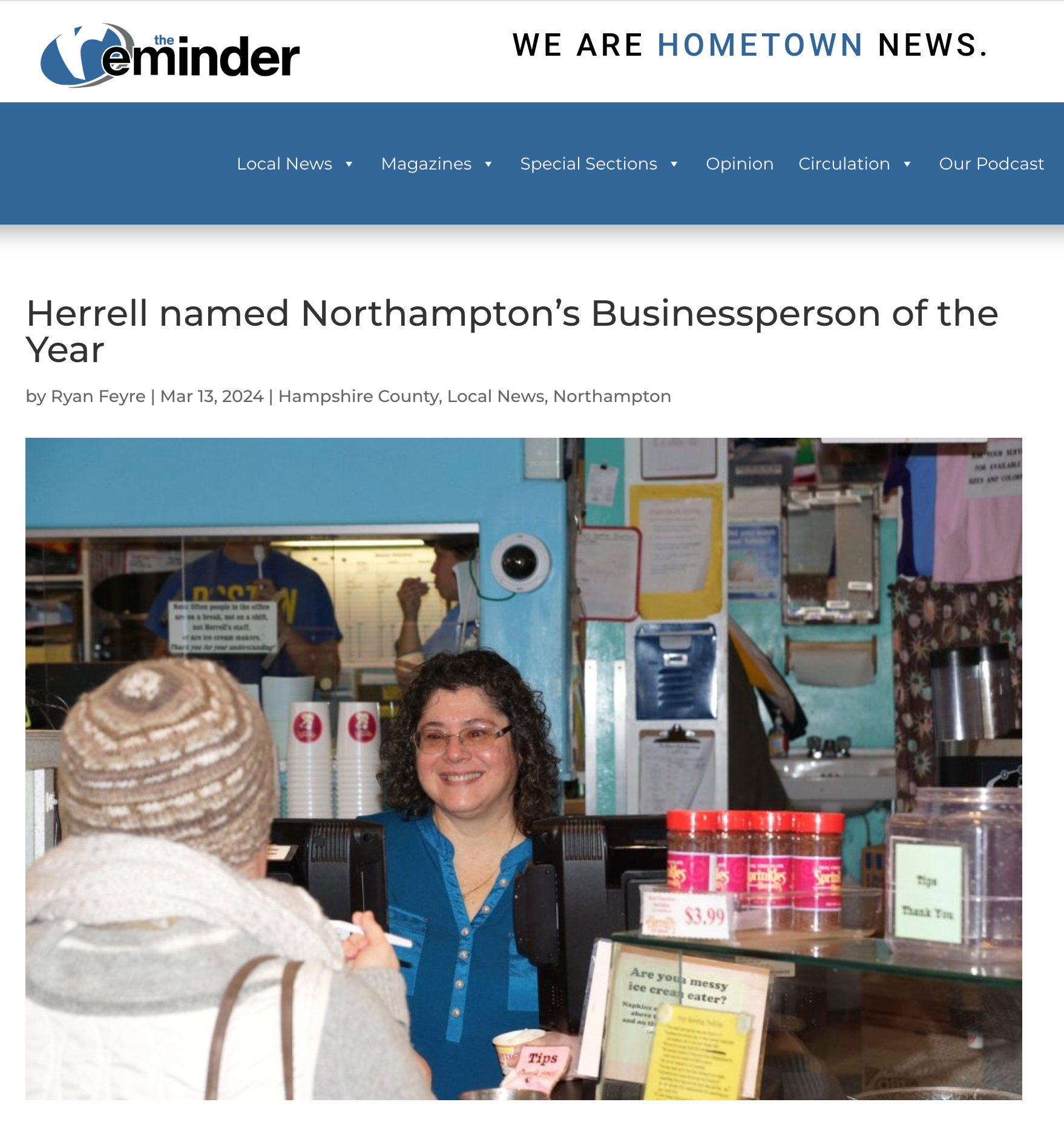 Judy Herrell as Northhampton, MA's winner of Alignable's contest