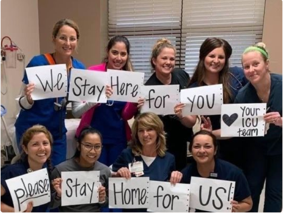 Images of hospital workers holding sign for Fuel the Fight Boston