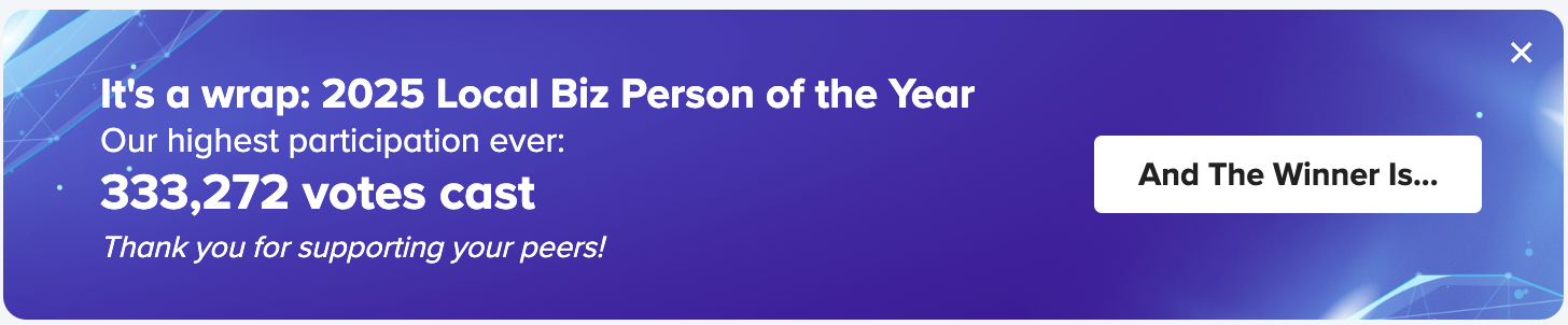 Final Vote Counts for 2025 Alignable Local Business Person Of The Year Contest