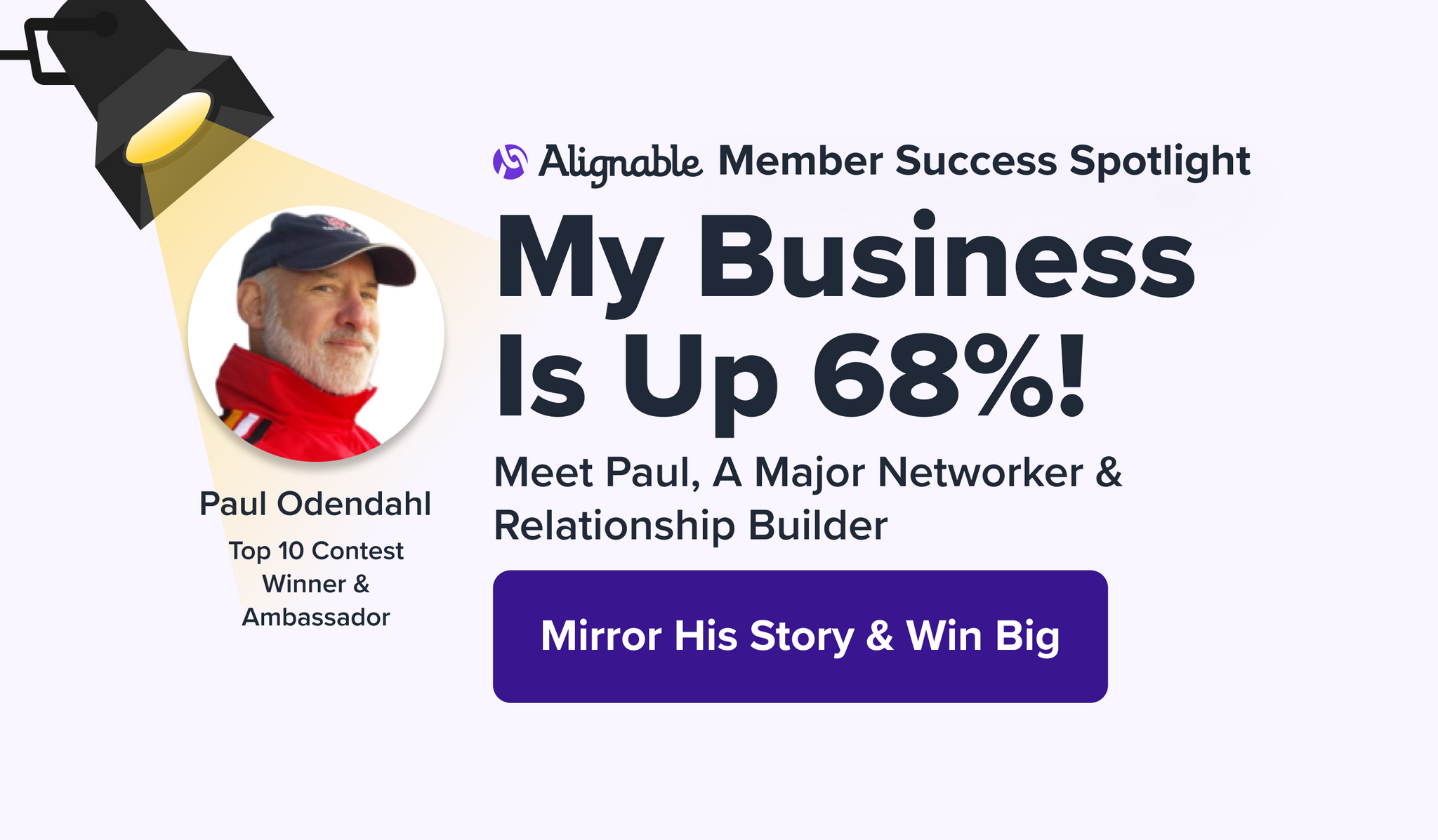 Paul Odendahl's Alignable Testimonial showing how he increased his revenues by 68%